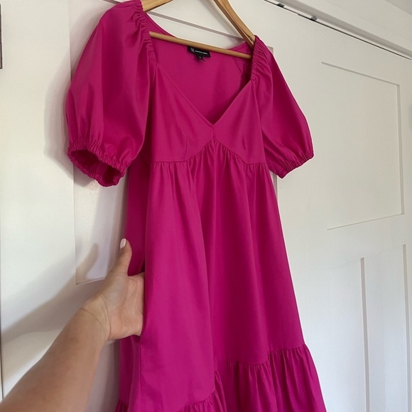 INC International Concepts Puff-Sleeved High Low Pink Dress - Picture 7 of 11